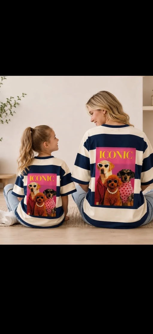 Kids T-shirt Blauw/Wit gestreept met Backprint — 10
