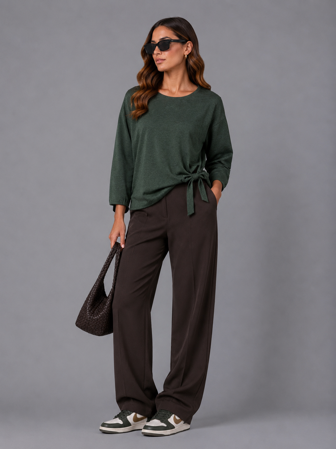 Sweater met strikdetail Groen