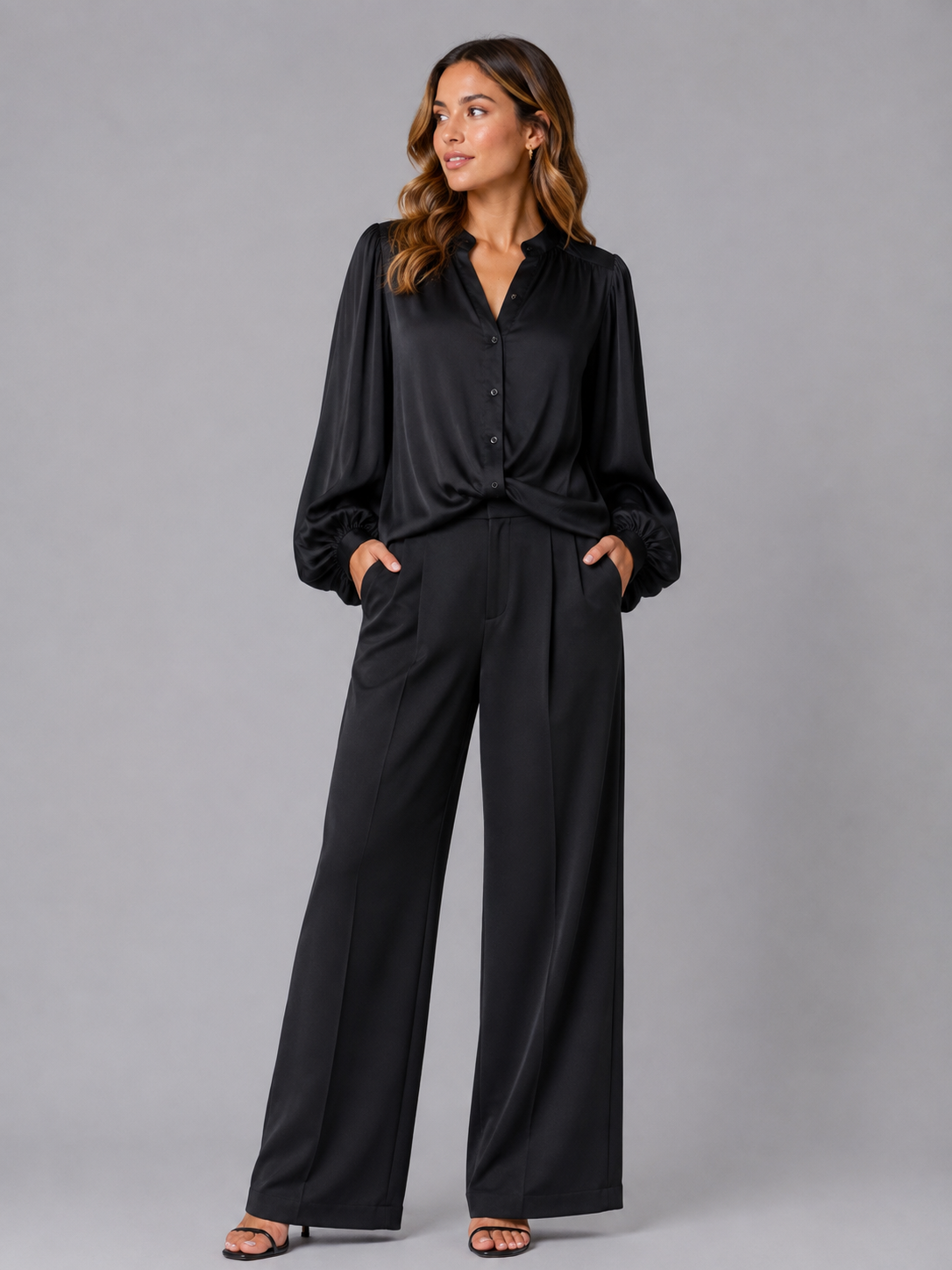 Satijnen Blouse - zwart