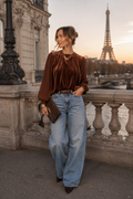 Elli white Velvet top - bruin
