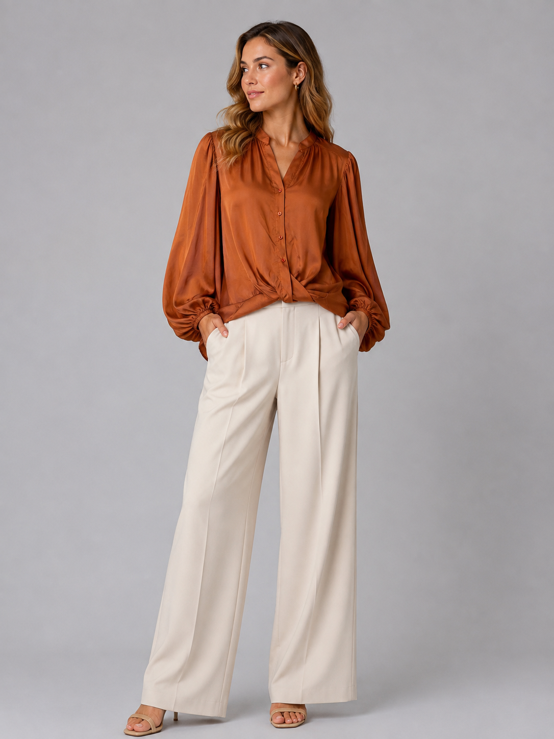 Satijnen Blouse - Roestbruin