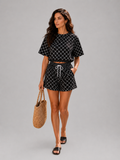 Dames 2-Delige Set met All-over Print – Zwart | One Size