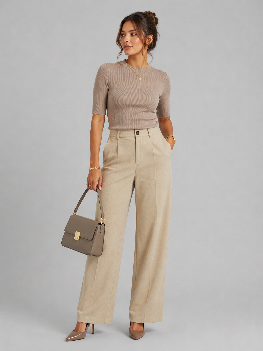 Suéde Pantalon - Créme