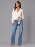 Blouse met sjaaltje - Creme/wit