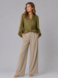 Satijnen Blouse - Olijfgroen