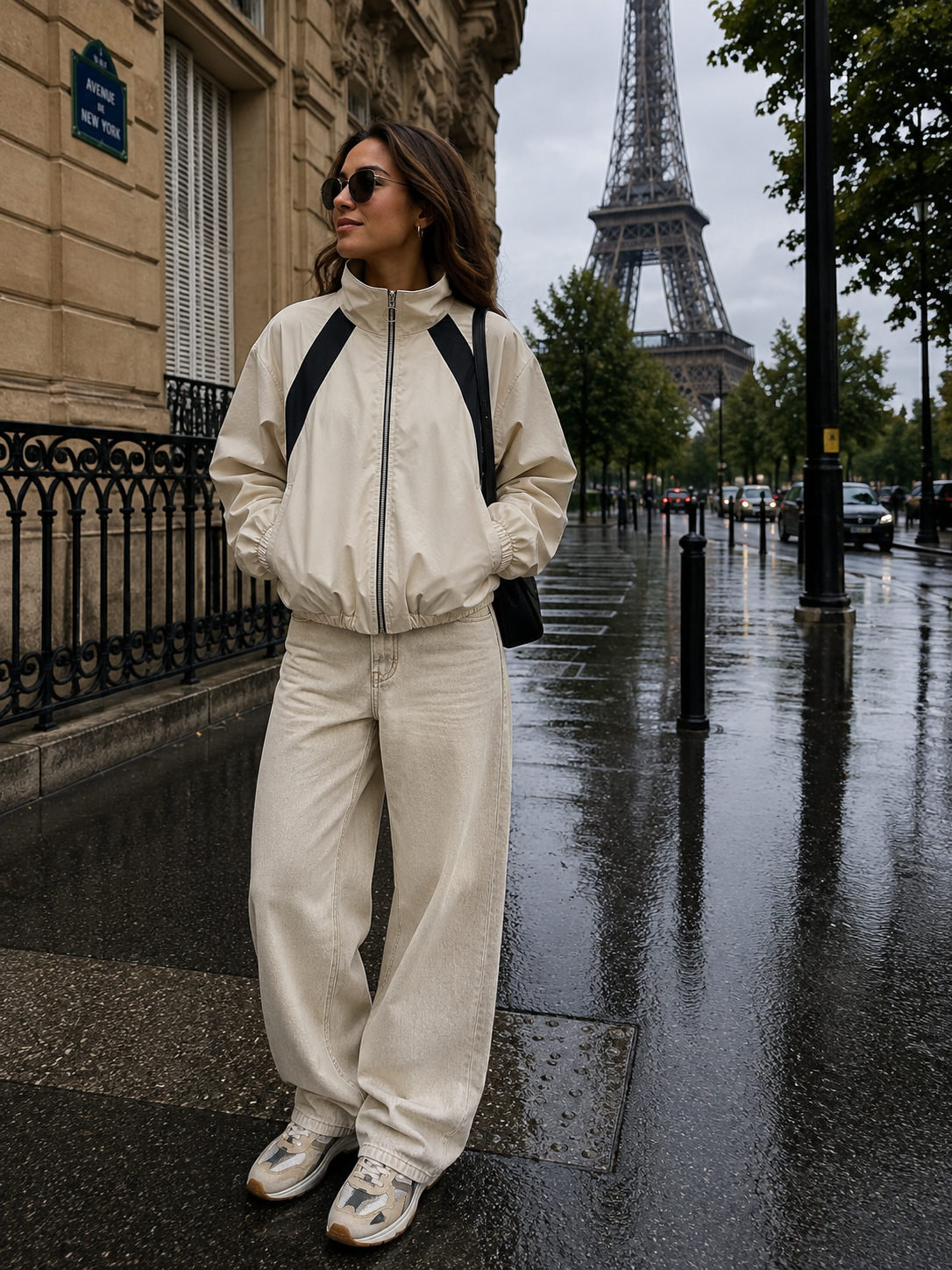 Bomberjacket Beige/zwart
