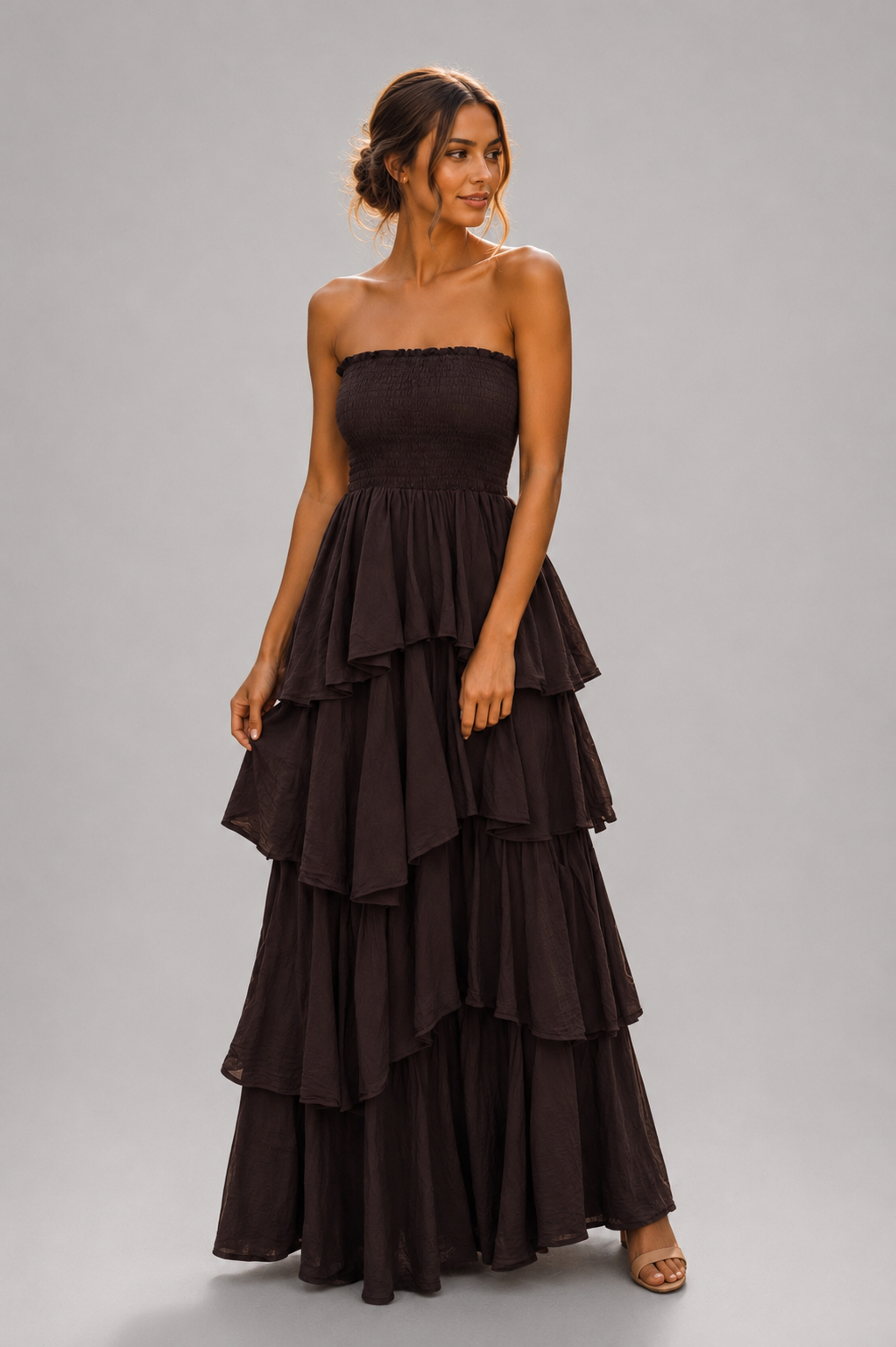 Maxi Jurk Donkerbruin - One-size