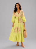 Golden Days Maxi Jurk Green-pink — S/M