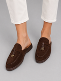 Instappers met luxe suede-look donkerbruin